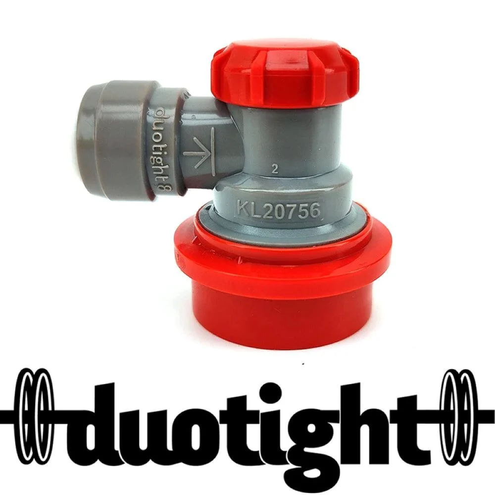 Duotight gray and red plastic valve connector