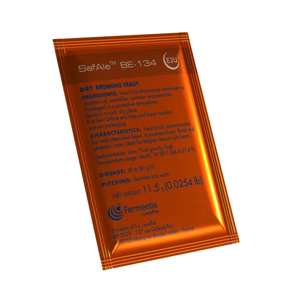 SafAle BE-134 dry brewing yeast package.