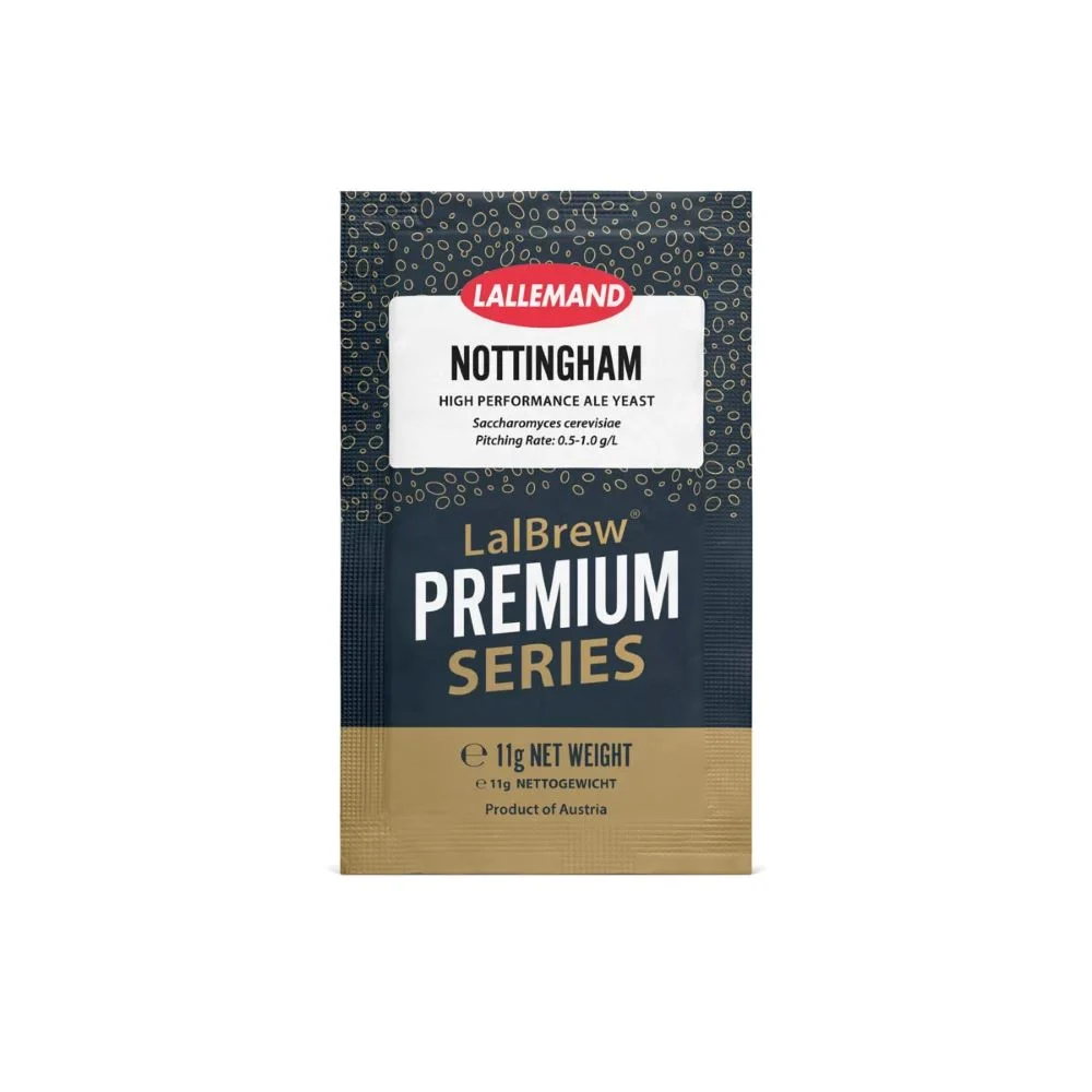 Lallemand Nottingham ale yeast packet for brewing.