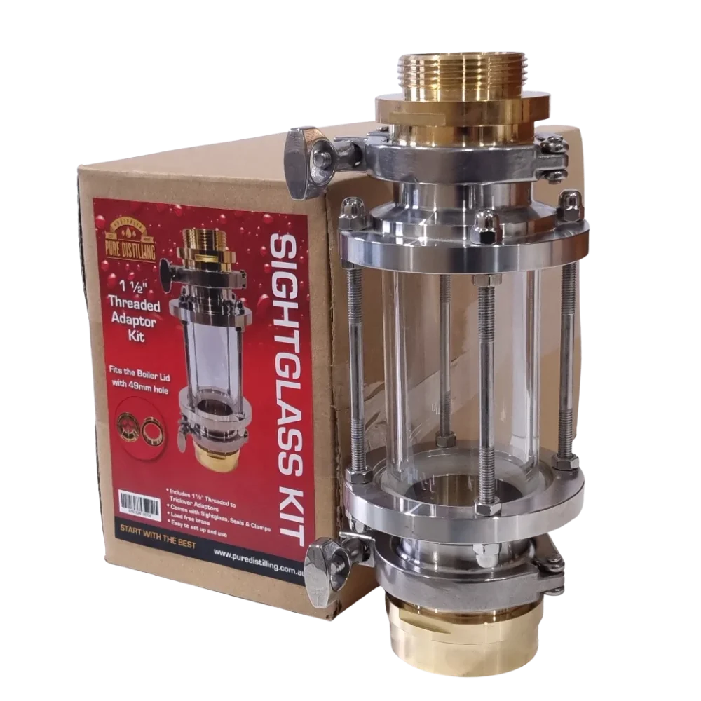 Sight glass kit with threaded adapter for boilers.